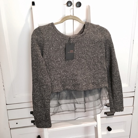 JOA grey knit cropped sweater - Picture 2 of 3